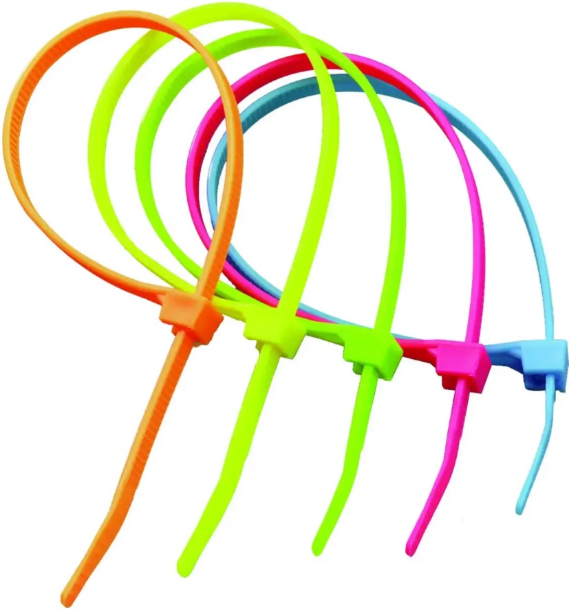 7" Fluorescent Cable Ties 50lb Strength (100 Pack)